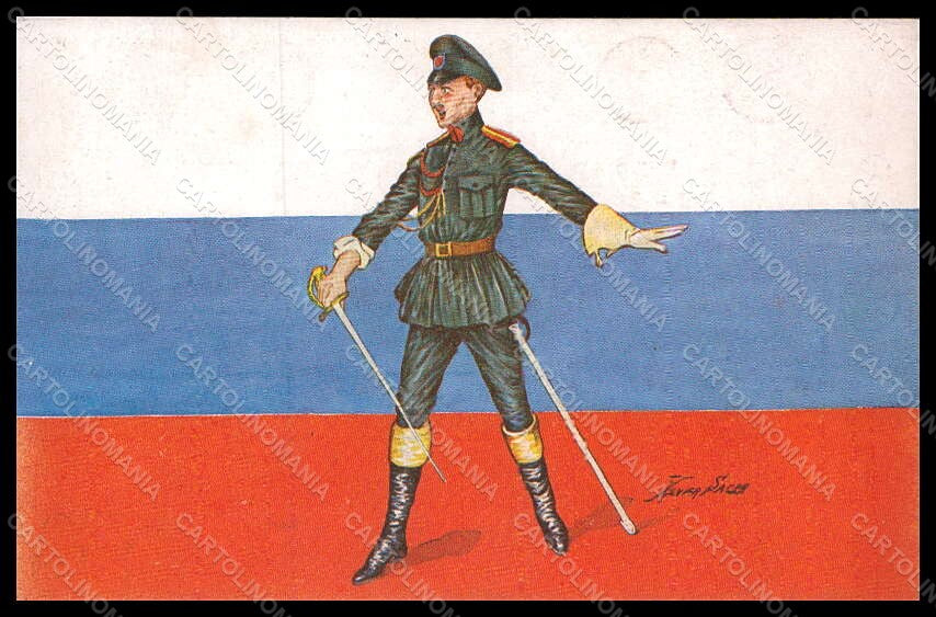 Artist Signed Xavier Sager Soldier Propaganda WW1 Serbian Flag postcard VK7313 – fronte