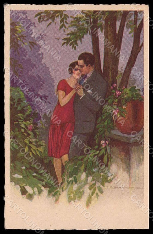 Artist Signed Corbella Romantic Couple Lady Art Deco Degami serie 62 pc VK7315 - front