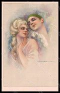 Artist Signed Corbella Lady Pierrot Art Deco Degami serie 790 pc VK7332 – fronte