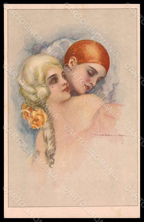 Artist Signed Corbella Lady Pierrot Art Deco Degami serie 790 pc VK7333 – fronte