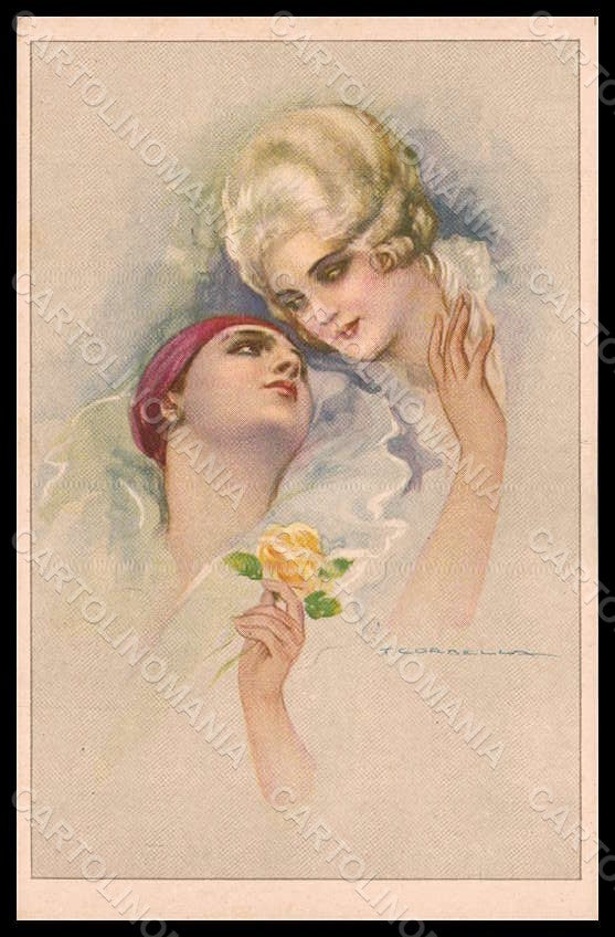Artist Signed Corbella Lady Pierrot Art Deco Degami serie 790 pc VK7334 – fronte