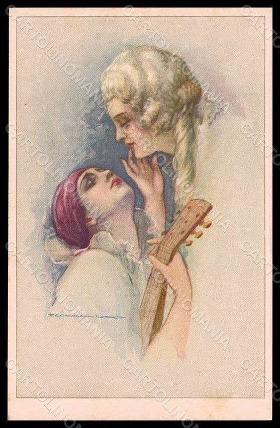 Artist Signed Corbella Lady Pierrot Art Deco Degami serie 790 pc VK7335 – fronte