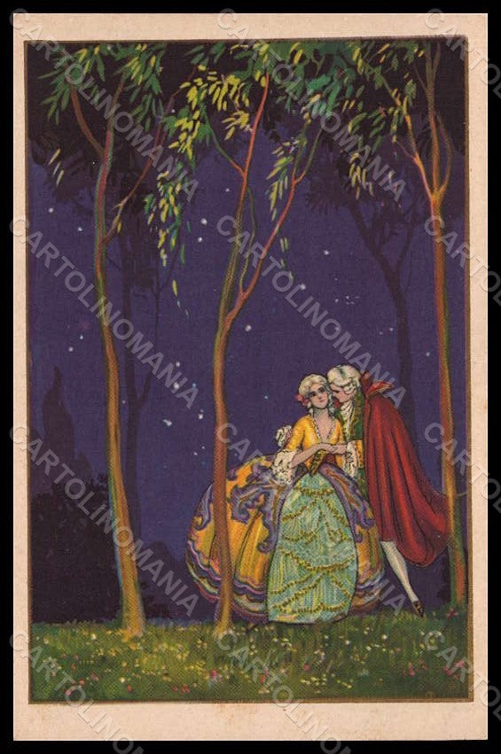 Artist Signed Corbella Romantic Couple Lady Art Deco Degami serie 1059 pc VK7337 – fronte