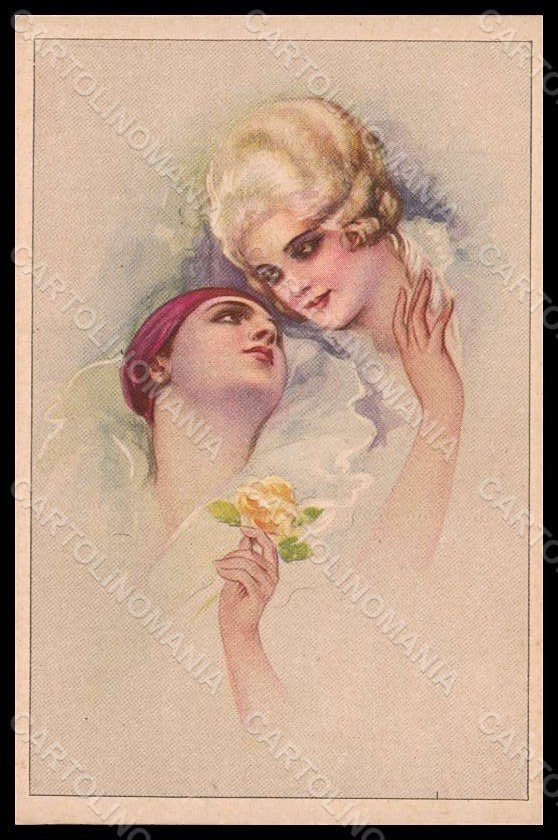 Artist Signed Corbella Lady Pierrot Art Deco Degami serie 790 pc VK7338 – fronte