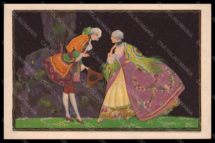 Artist Signed Corbella Romantic Couple Lady Art Deco serie 1004 pc VK7340 – fronte