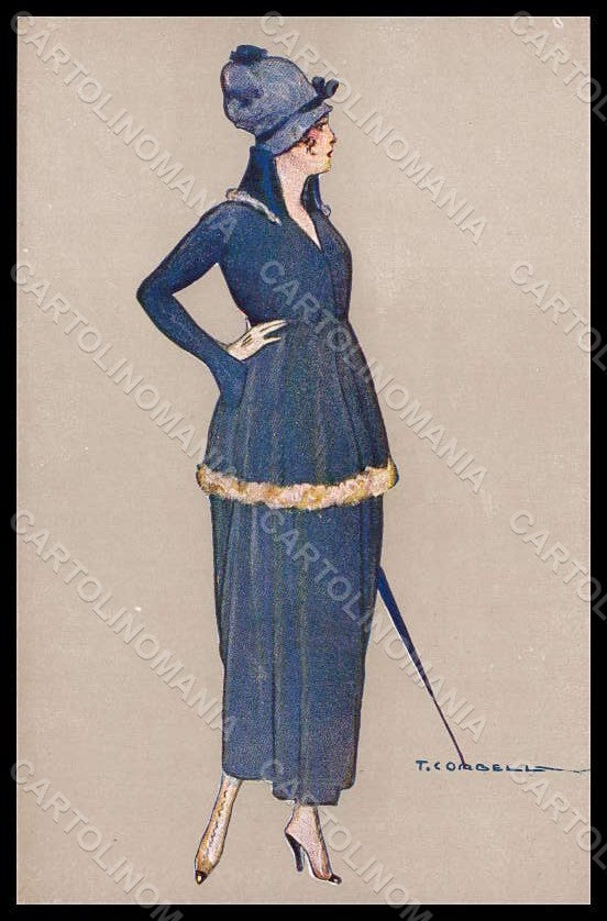 Artist Signed Corbella Fashion Lady Art Deco serie 280-2 pc VK7350 – fronte
