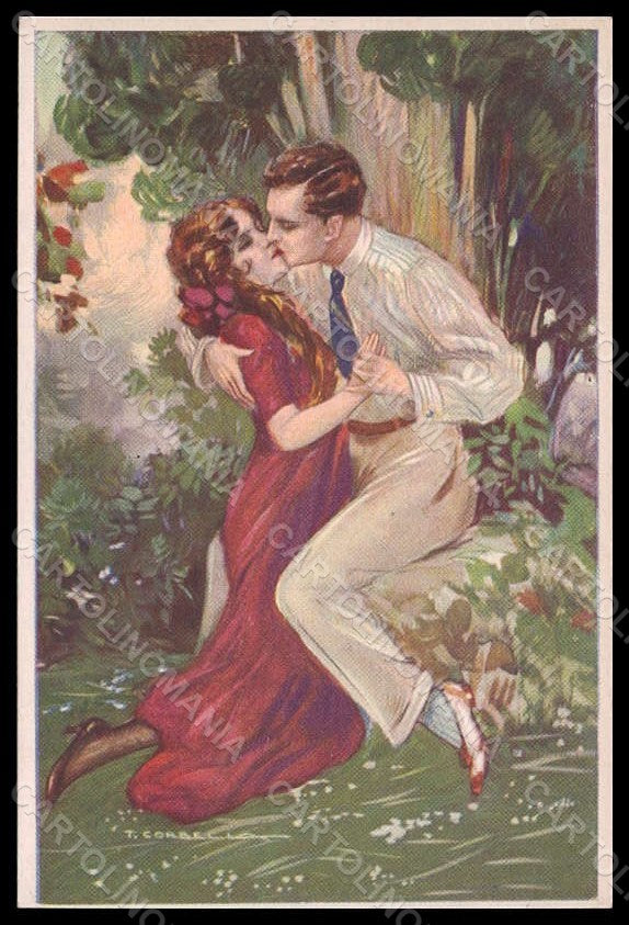 Artist Signed Corbella Romantic Couple Lady Art Deco serie 407-1 pc VK7359 – fronte