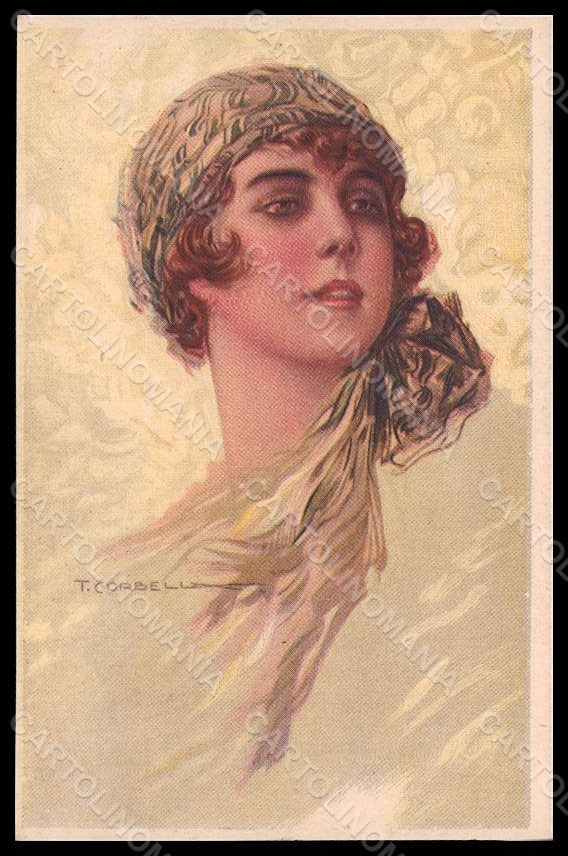 Artist Signed Corbella Fashion Lady Art Deco serie 233-6 pc VK7367 – fronte