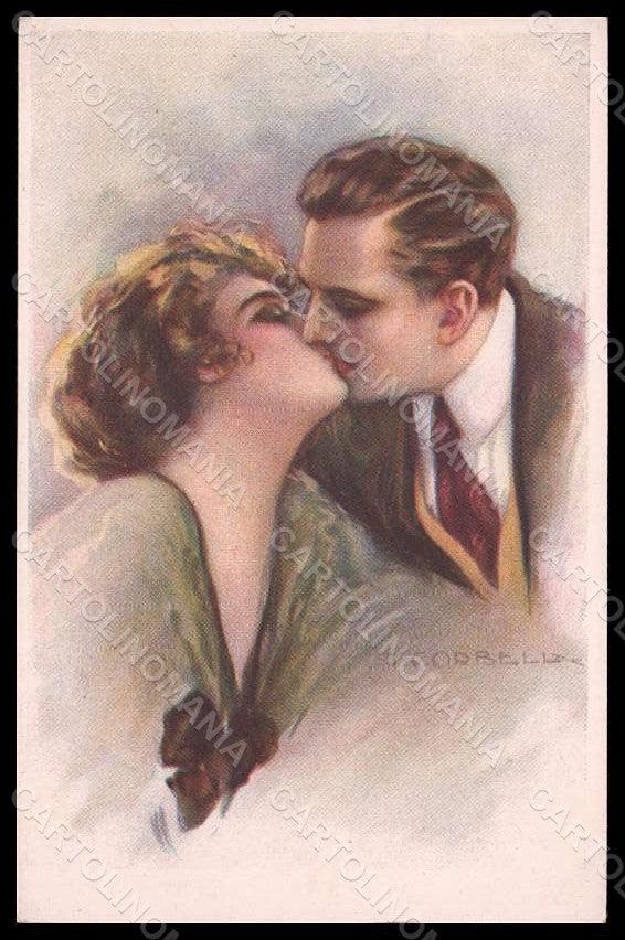 Artist Signed Corbella Romantic Couple Lady Art Deco serie 334-2 pc VK7369 – fronte