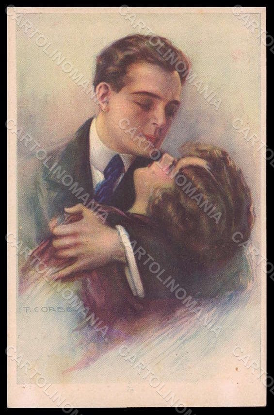 Artist Signed Corbella Romantic Couple Lady Art Deco serie 334-3 pc VK7375 – fronte