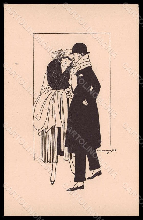 Artist Signed Nanni Monni ? Fashion Lady Couple Art Deco serie 174 pc VK7403 – fronte