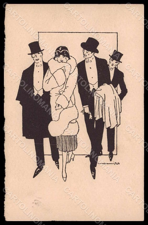 Artist Signed Nanni Monni ? Fashion Lady Couple Art Deco serie 174 pc VK7406 – fronte