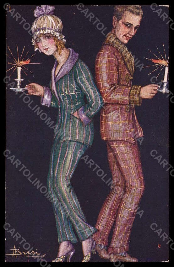 Artist Signed Busi Romantic Couple Lady Art Deco serie 153-1 pc VK7424 – fronte