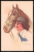 Artist Signed Terzi Fashion Lady Horse Art Deco serie 320-3 pc VK7429 – fronte