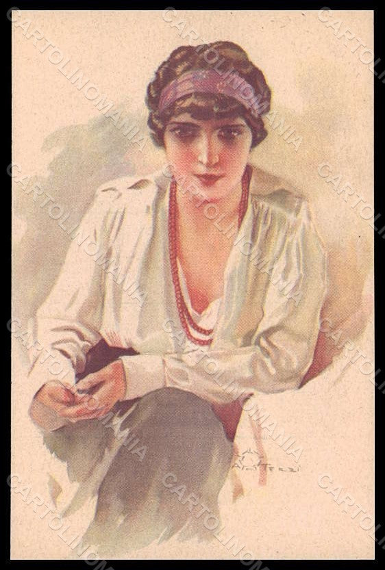 Artist Signed Terzi Fashion Lady Art Deco serie 323-1 postcard VK7434 – fronte