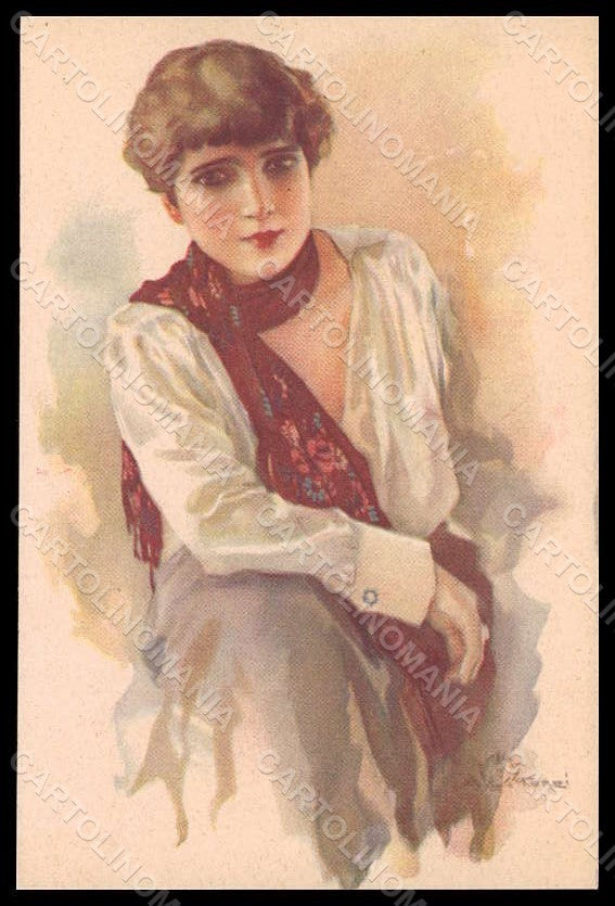Artist Signed Terzi Fashion Lady Art Deco serie 323-3 postcard VK7436 – fronte