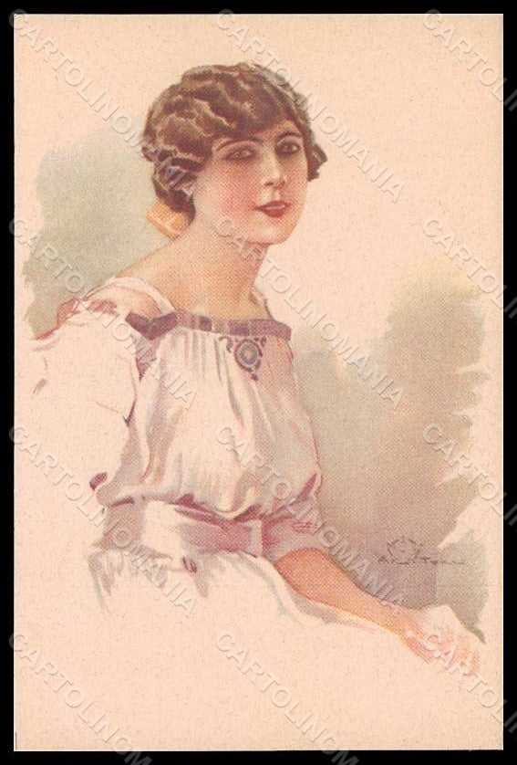 Artist Signed Terzi Fashion Lady Art Deco serie 323-5 postcard VK7438 – fronte
