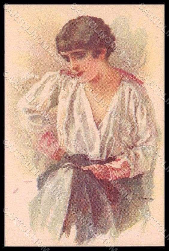 Artist Signed Terzi Fashion Lady Art Deco serie 323-6 postcard VK7439 – fronte