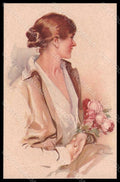 Artist Signed Terzi Fashion Lady Flowers Roses Art Deco serie 299-1 pc VK7440 – fronte