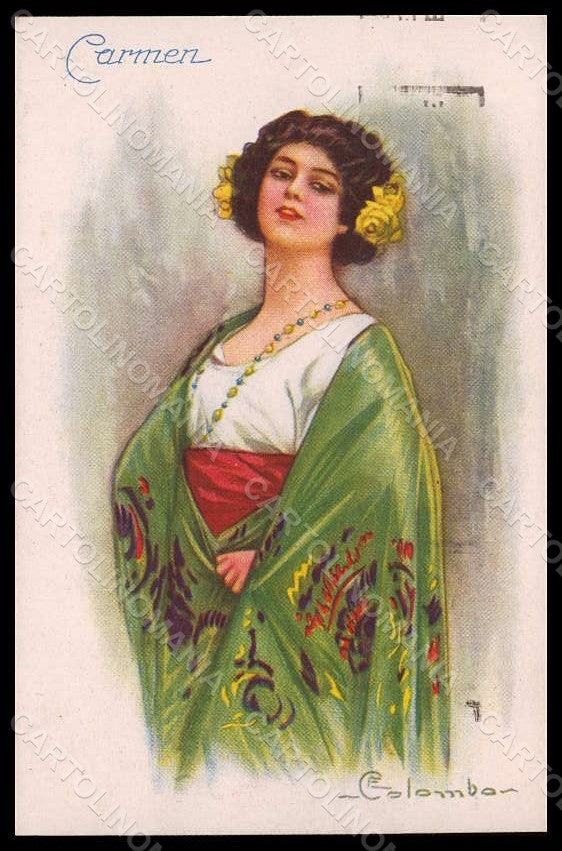 Artist Signed Colombo Opera Spanish Lady Carmen serie 1690-2 postcard VK7452 – fronte