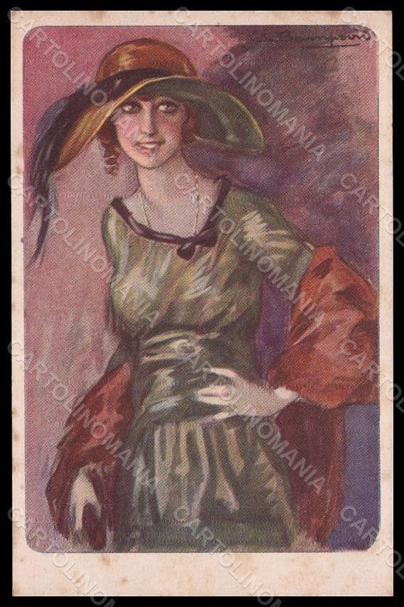 Artist Signed Bompard Fashion Lady Art Deco serie 496-4 pc VK7491 – fronte