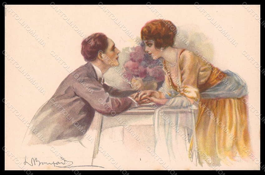 Artist Signed Bompard Romantic Couple Lady Art Deco serie 947-1 pc VK7493 – fronte