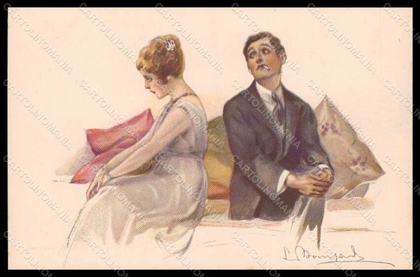 Artist Signed Bompard Romantic Couple Lady Art Deco serie 947-2 pc VK7494 – fronte