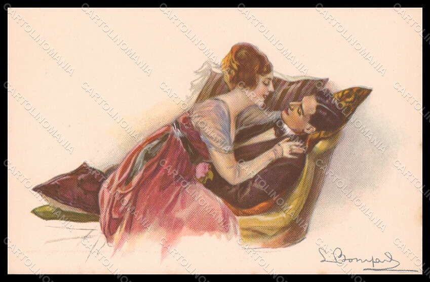 Artist Signed Bompard Romantic Couple Lady Art Deco serie 947-3 pc VK7495 – fronte