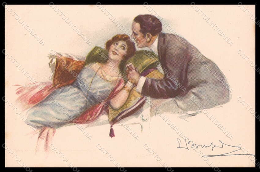 Artist Signed Bompard Romantic Couple Lady Art Deco serie 947-6 pc VK7498 – fronte