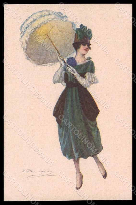 Artist Signed Bompard Fashion Lady Art Deco serie 915-4 pc VK7505 – fronte