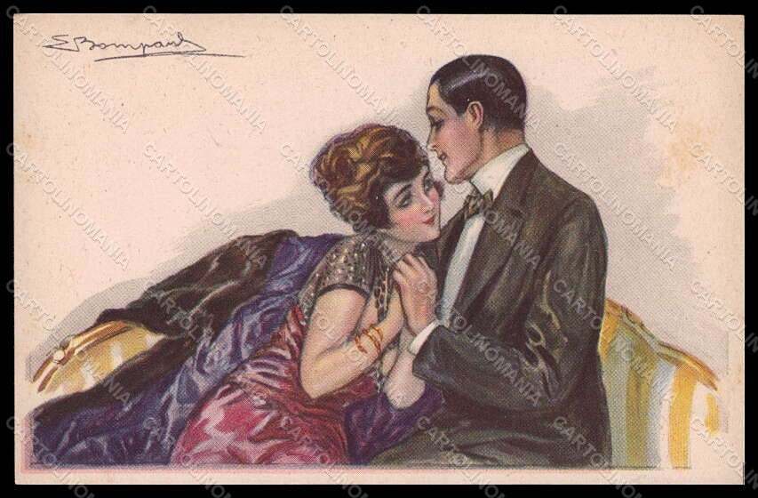 Artist Signed Bompard Romantic Couple Lady Art Deco serie 433-6 pc VK7507 – fronte
