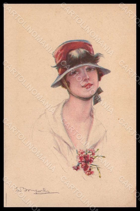 Artist Signed Bompard Fashion Lady Art Deco serie 987-2 pc VK7513 – fronte