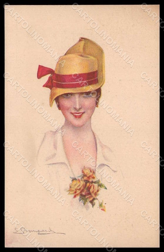 Artist Signed Bompard Fashion Lady Art Deco serie 987-6 pc VK7514 – fronte
