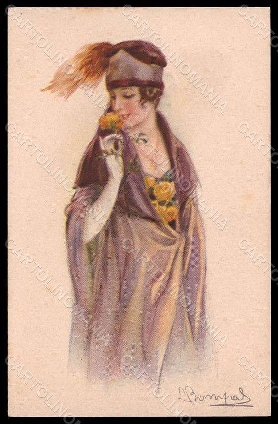 Artist Signed Bompard Fashion Lady Art Deco serie 956-6 pc VK7516 – fronte