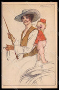 Artist Signed Mauzan Fashion Glamour Lady Cupid Art Deco serie 10-4 pc VK7538 – fronte
