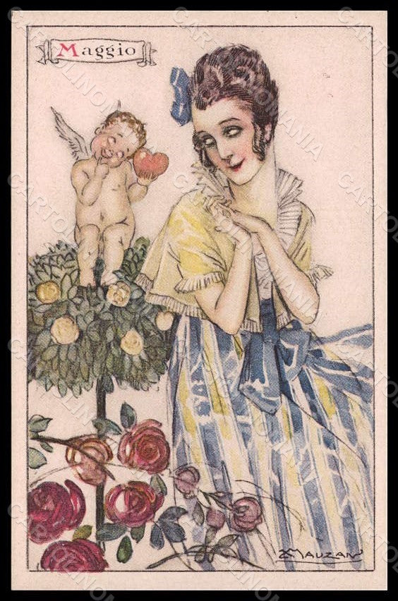 Artist Signed Mauzan Glamour Lady The Months May serie 13-5 pc VK7554 – fronte