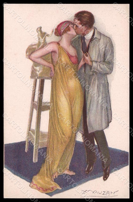 Artist Signed Mauzan Glamour Lady Romantic Couple Kiss serie 386-1 pc VK7569 – fronte
