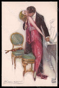 Artist Signed Mauzan Lady Romantic Couple Kiss Piano serie 386-2 pc VK7570 – fronte