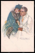 Artist Signed Mauzan Fashion Glamour Lady Romantic Couple serie 394-4 pc VK7572 – fronte