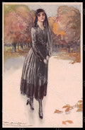 Artist Signed Mauzan Fashion Glamour Lady Art Deco serie 298-2 pc VK7590 – fronte