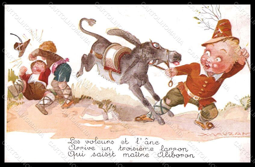 Artist Signed Mauzan Children Donkey Fairy Tales postcard VK7592 – fronte