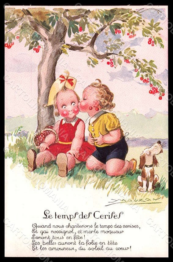 Artist Signed Mauzan Children Girl Boy Dog serie 119 pc VK7596 – fronte