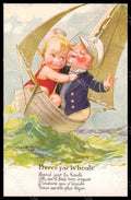 Artist Signed Mauzan Children Girl Boy Sea Boat serie 111 pc VK7597 – fronte
