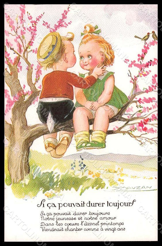 Artist Signed Mauzan Children Girl Boy serie 112 pc VK7598 – fronte