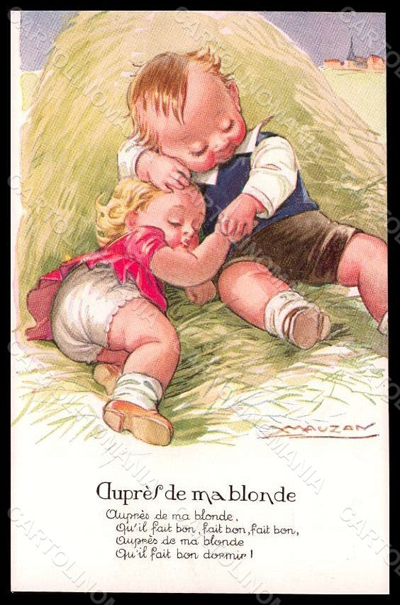 Artist Signed Mauzan Children Girl Boy serie 113 pc VK7599 – fronte