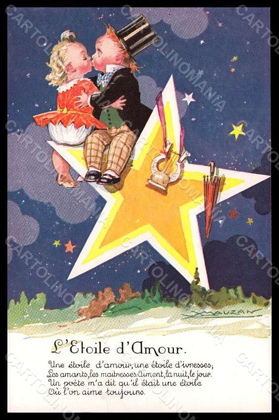 Artist Signed Mauzan Children Girl Boy Night Star serie 120 pc VK7602 – fronte