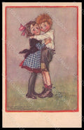 Artist Signed Mauzan Children Girl Boy serie 349-4 pc VK7603 – fronte