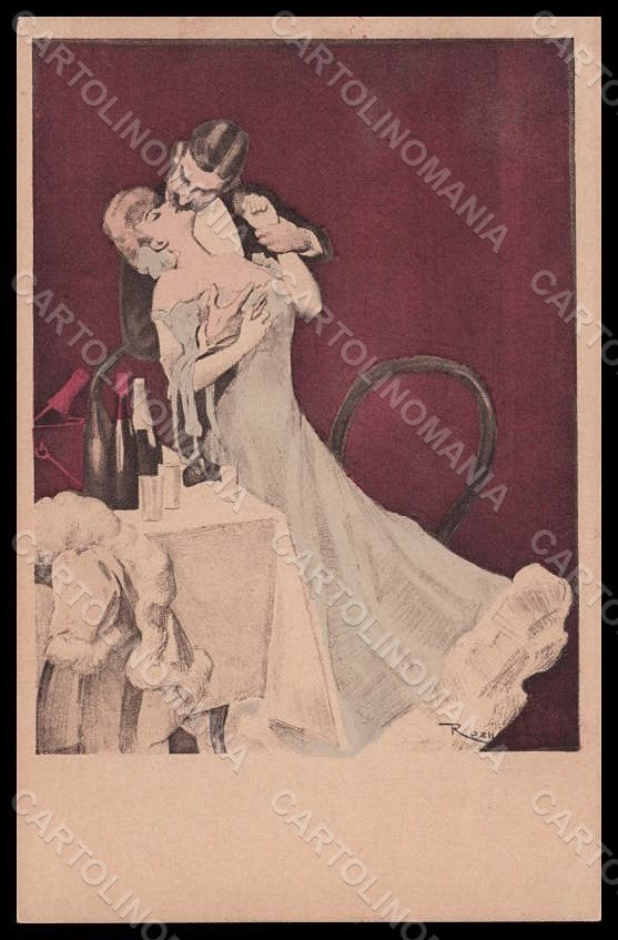 Artist Signed Reznicek Lady Man Art Nouveau Simplicissimus VI-1 pc VK7607 – fronte