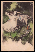 Artist Signed Reznicek Lady Couple Art Nouveau Simplicissimus II-8 pc VK7609 – fronte