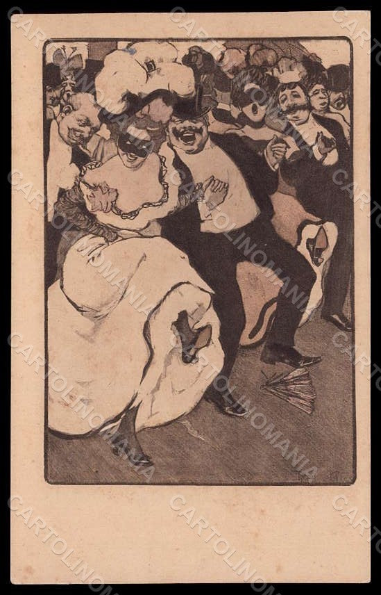 Artist Signed Reznicek Lady Carnival Art Nouveau Simplicissimus I-12 pc VK7613 – fronte